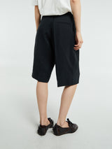 The Frankie Shop - Bilbao Linen Pleated Bermuda Shorts in Black