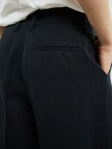 The Frankie Shop - Bilbao Linen Pleated Bermuda Shorts in Black