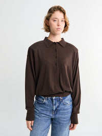 The Frankie Shop - Croydon Padded Knit Polo in Brown