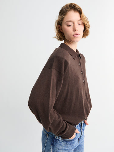 The Frankie Shop - Croydon Padded Knit Polo in Brown