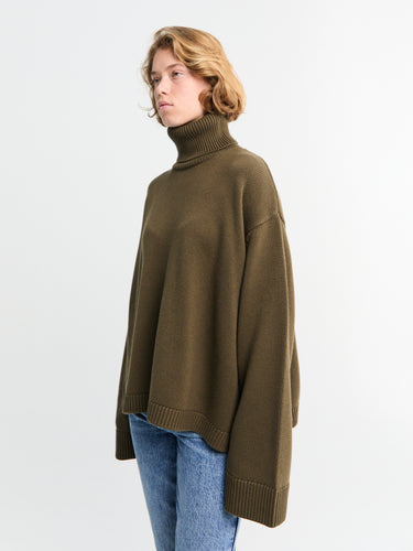The Frankie Shop - Rhea Trapeze Turtleneck in Olive