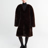 The Frankie Shop - Matera Collarless Faux Fur Coat in Brown