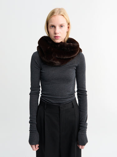The Frankie Shop - Ginevra Faux Fur Scarf in Brown