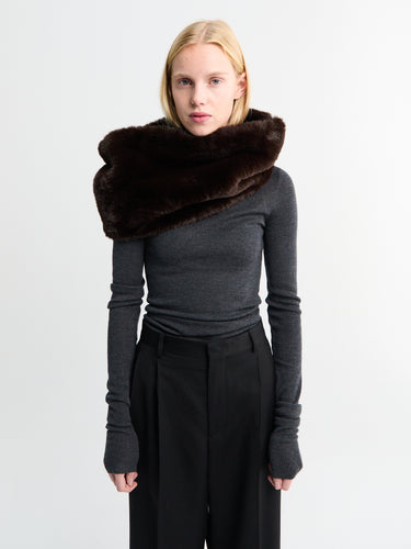 The Frankie Shop - Ginevra Faux Fur Scarf in Brown