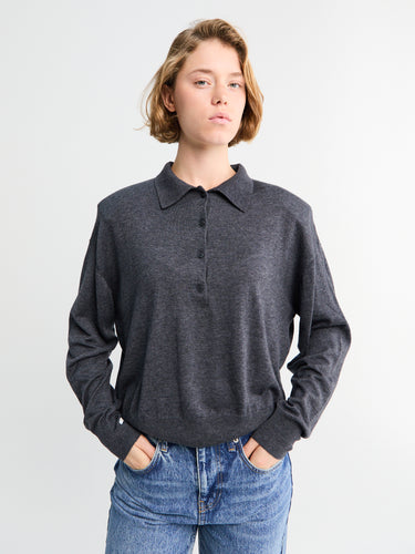 The Frankie Shop - Croydon Padded Knit Polo in Grey