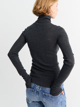 The Frankie Shop - Utica Thin Turtleneck Sweater in Dark Grey Melange