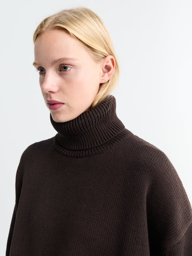 The Frankie Shop - Rhea Trapeze Turtleneck in Dark Brown