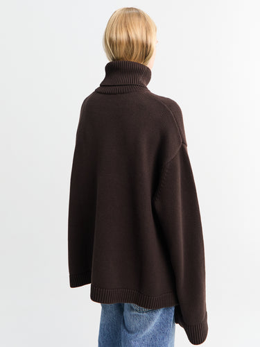 The Frankie Shop - Rhea Trapeze Turtleneck in Dark Brown