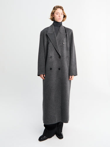 Gaia Double Breasted Coat in Dark Grey Melange
