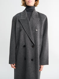 The Frankie Shop - Gaia Double Breasted Coat in Dark Grey Melange