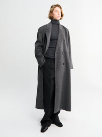 The Frankie Shop - Gaia Double Breasted Coat in Dark Grey Melange
