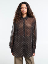 The Frankie Shop - Peri Polka Dot Shirt in Brown and White