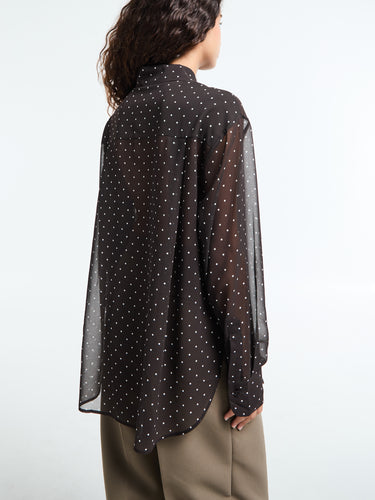 The Frankie Shop - Peri Polka Dot Shirt in Brown and White