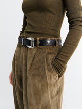 The Frankie Shop - Norstrand Pleated Corduroy Trousers in Olive