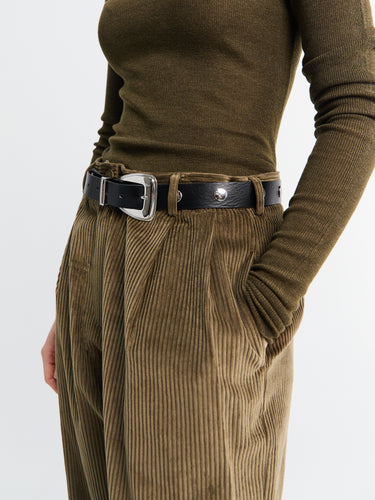 The Frankie Shop - Norstrand Pleated Corduroy Trousers in Olive