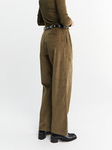 The Frankie Shop - Norstrand Pleated Corduroy Trousers in Olive