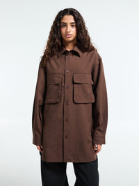 The Frankie Shop - Culver Cargo Shirt in Dark Brown