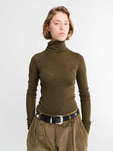 The Frankie Shop - Utica Thin Turtleneck Sweater in Olive