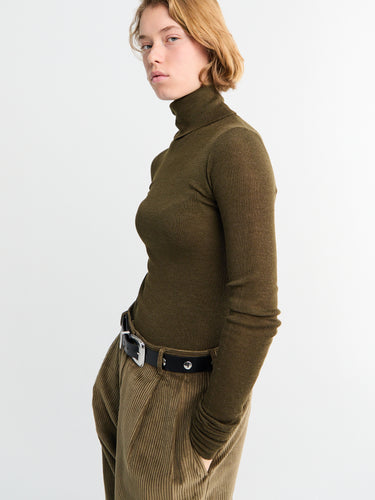 The Frankie Shop - Utica Thin Turtleneck Sweater in Olive