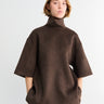 The Frankie Shop - Delancey Mock Neck Wool Top in Brown Melange