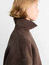 The Frankie Shop - Delancey Mock Neck Wool Top in Brown Melange