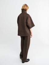 The Frankie Shop - Delancey Mock Neck Wool Top in Brown Melange