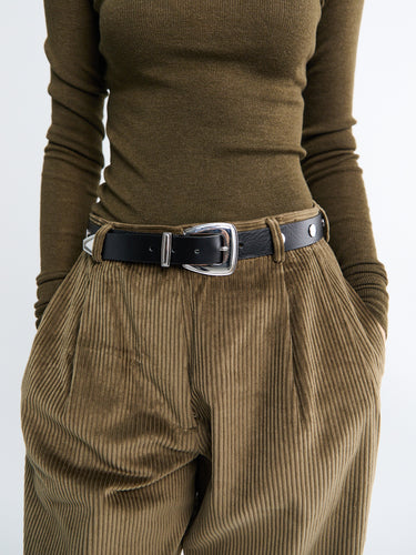 The Frankie Shop - Perth Studded Leather Belt in Black and Silver