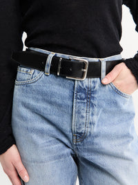 The Frankie Shop - Sarno Leather Belt in Black and Silver