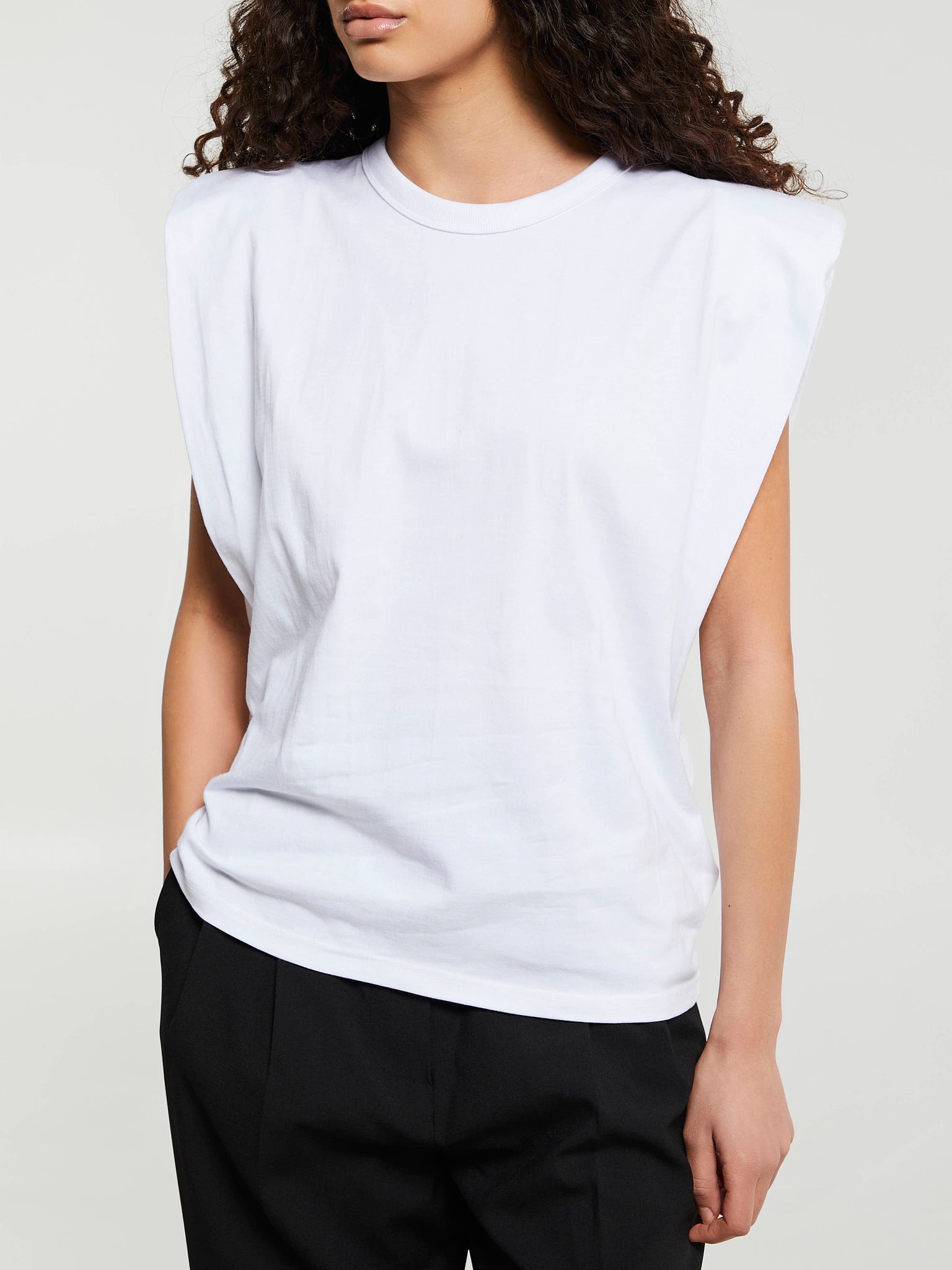 The Frankie Shop - Eva Padded Shoulder Muscle T-shirt in White