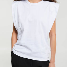 The Frankie Shop - Eva Padded Shoulder Muscle T-shirt in White