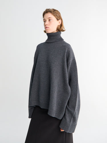 The Frankie Shop - Rhea Trapeze Turtleneck in Charcoal