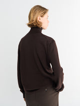 The Frankie Shop - Eve Thin Turtleneck Sweater in Dark Brown