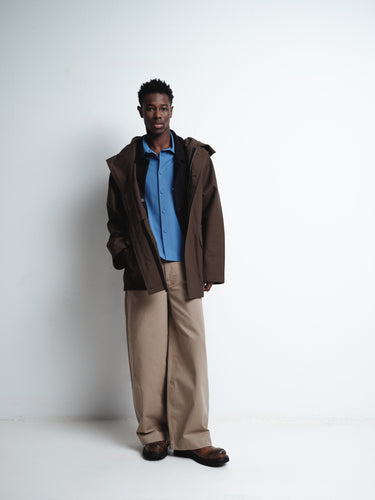 Meta Campania Collective - Alton Classic Boxy Tropical Wool Twill Shirt in Meta Blue