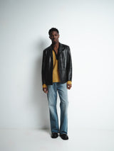 Sunflower - Short Leather Blazer in Black