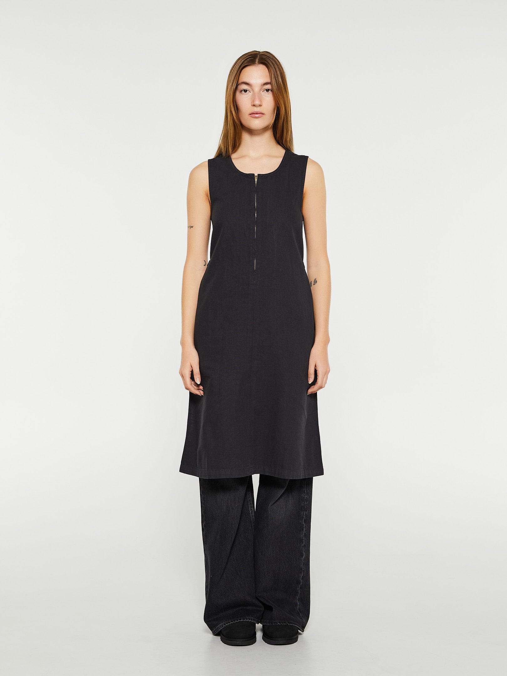 Gramicci - Canvas Mid-Length Dress in Dusty Black