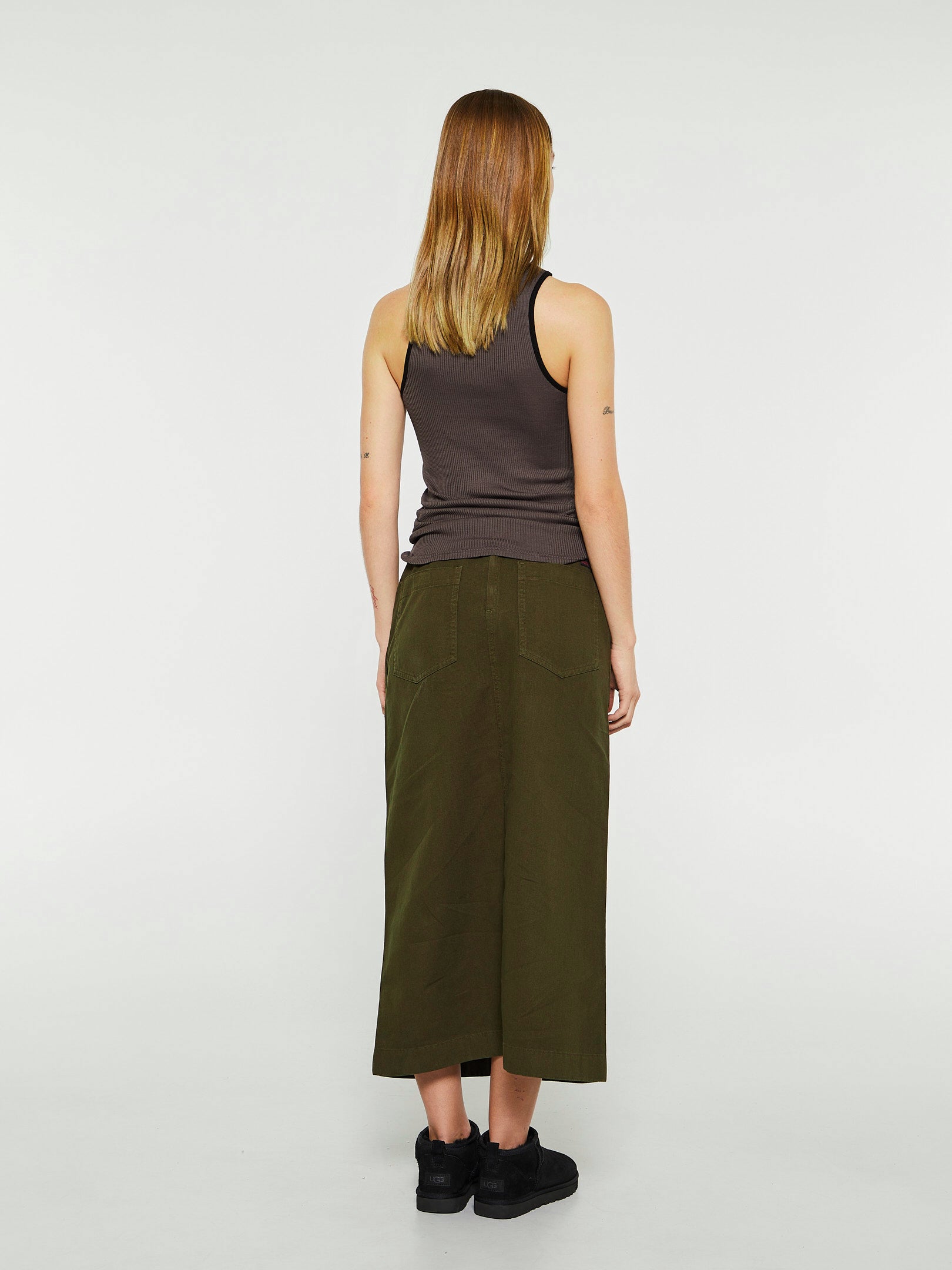 Long Baker Skirt in Deep Green