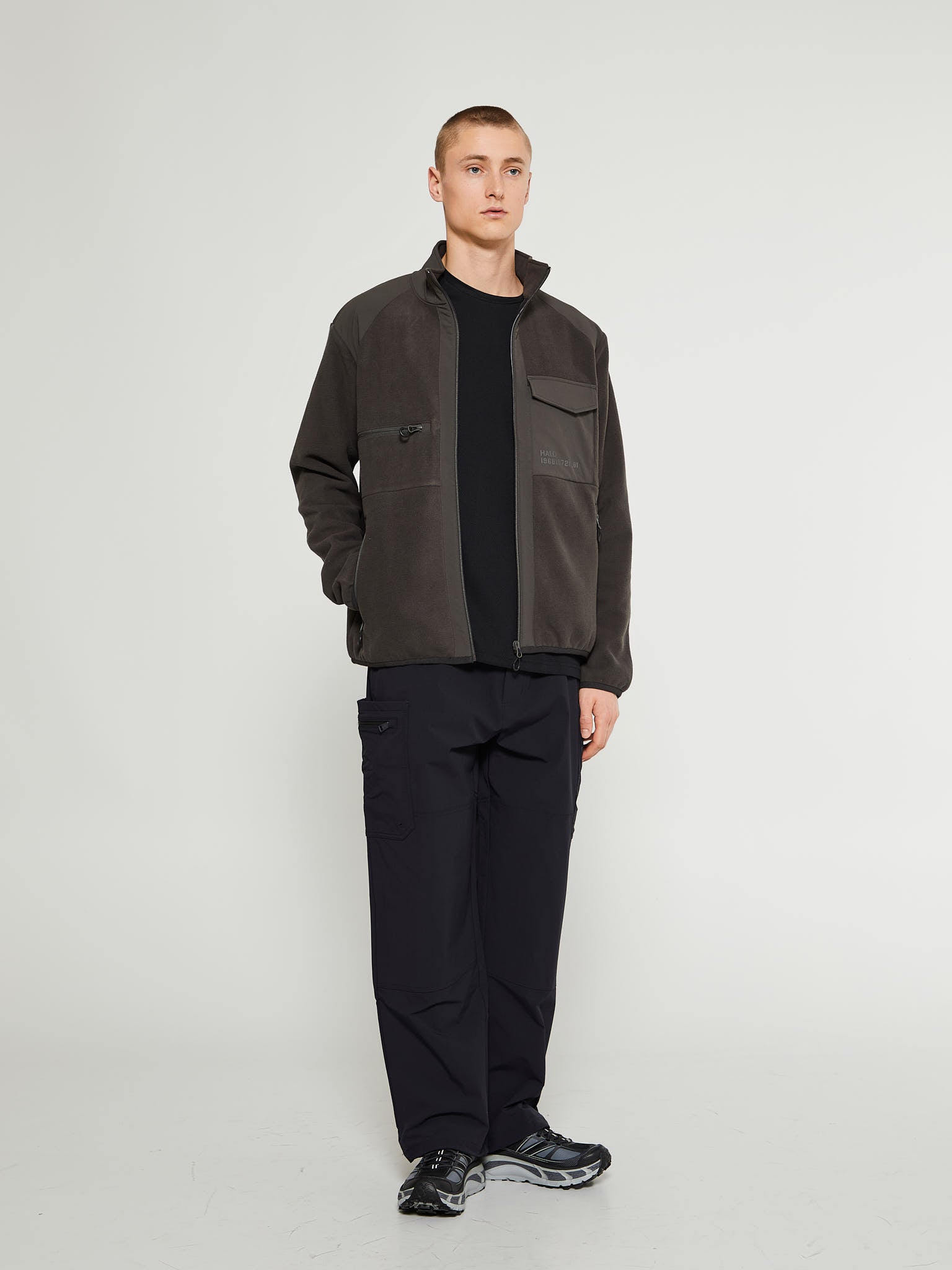 Paneled Fleece Jacket in Grey