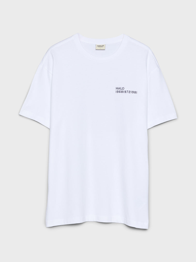 T-Shirt in White and Silver Lining