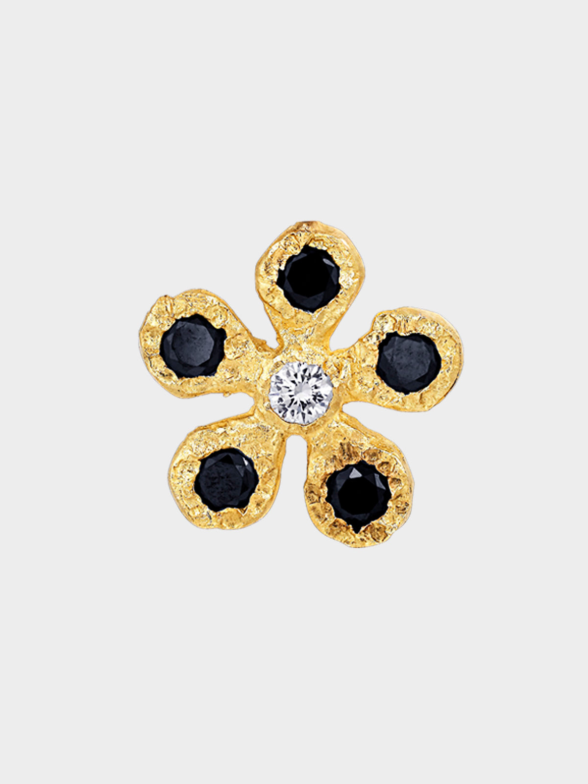 Elhanati - Small Flores 0.30ct Black Earring in 18K Yellow Gold