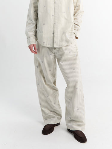 Le Pantalon De Pyjama in Jacquard Lamb Stripes Log