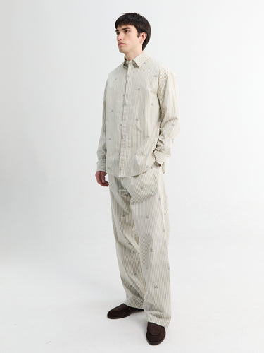 Le Pantalon De Pyjama in Jacquard Lamb Stripes Log