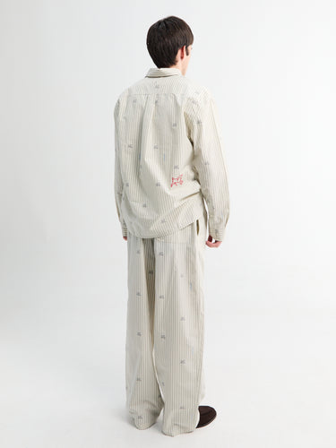 Le Pantalon De Pyjama in Jacquard Lamb Stripes Log