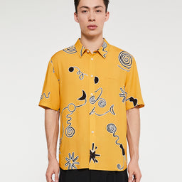 Jacquemus - La Chemise Melo Shirt in Arty Spiral Black and Orange