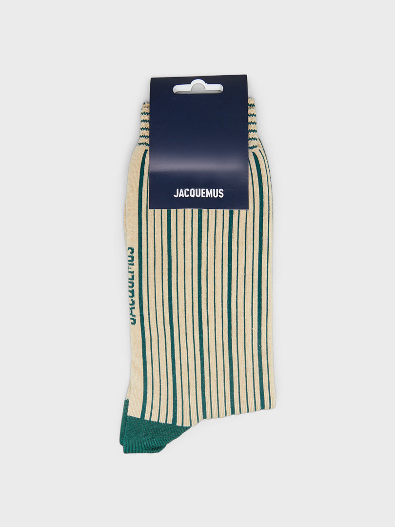 Jacquemus - Les Chaussettes Pablo Socks in Jacquard green and Beige
