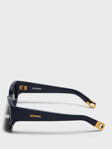 Jacquemus Eyewear - Gala Sunglasses in Navy, Yellow Gold and Grey