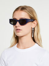 Jacquemus Eyewear - Gala Sunglasses in Navy, Yellow Gold and Grey