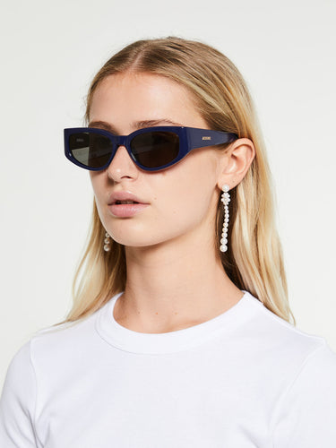 Jacquemus Eyewear - Gala Sunglasses in Navy, Yellow Gold and Grey
