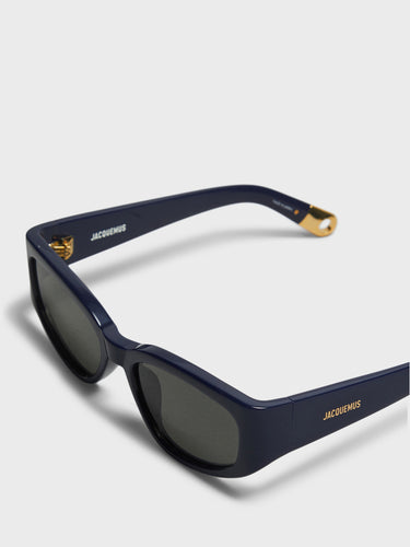 Jacquemus Eyewear - Gala Sunglasses in Navy, Yellow Gold and Grey
