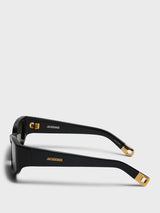 Jacquemus Eyewear - Gala Sunglasses in Black, Yellow Gold and Grey