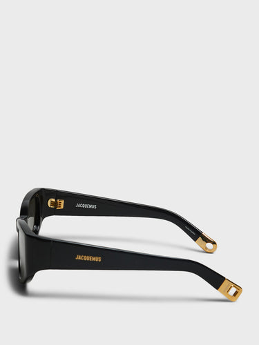 Jacquemus Eyewear - Gala Sunglasses in Black, Yellow Gold and Grey